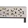 Console 2 Tiroirs Bois, Fer Blanc 120x30x77cm