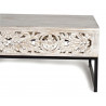 Table Basse Bois, Fer Blanc 110x60x40cm