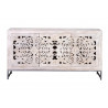 Buffet 3 Tiroirs Bois, Fer Blanc 150x38x80cm