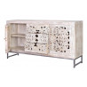 Buffet 3 Tiroirs Bois, Fer Blanc 150x38x80cm