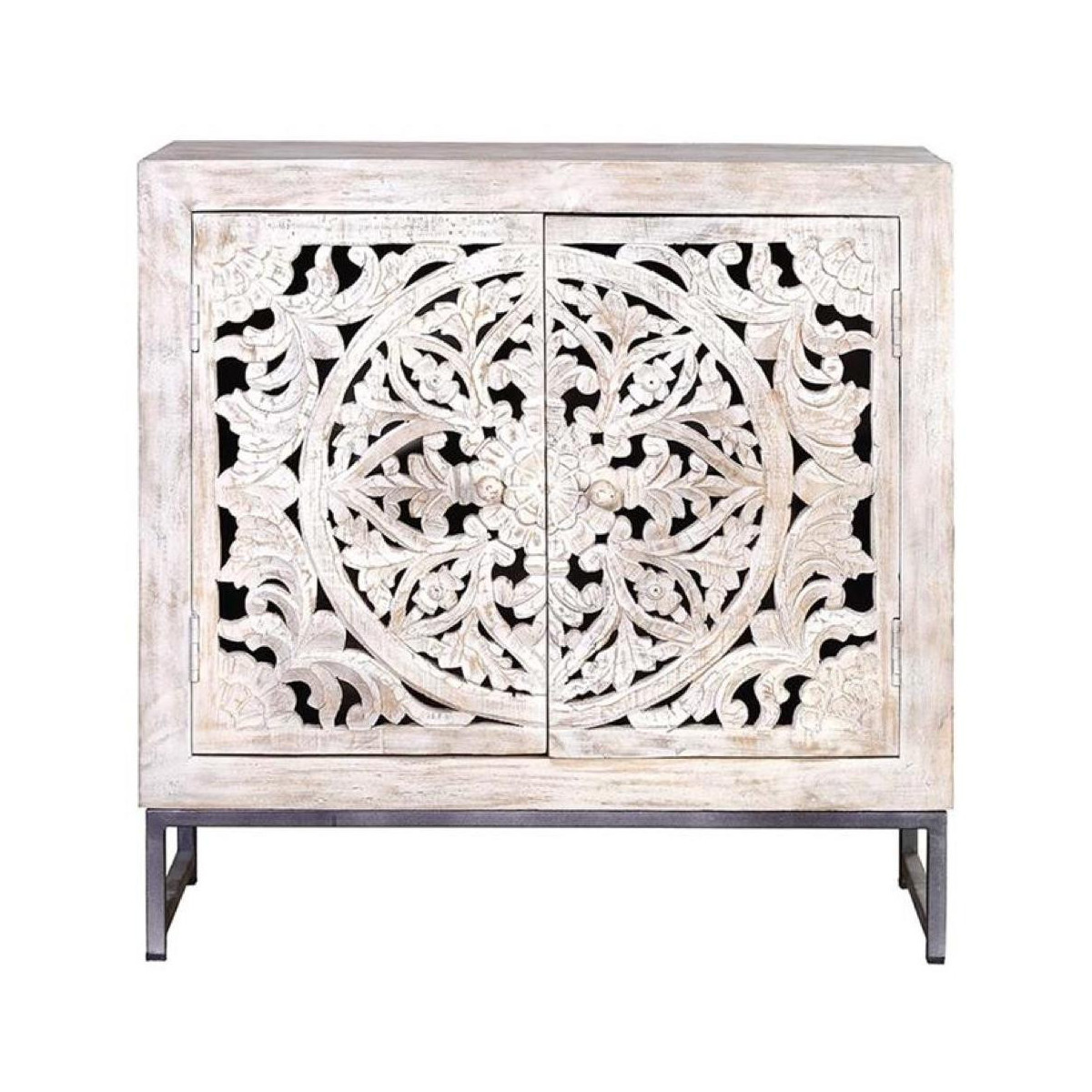 Buffet Bois, Fer Blanc 80x35x81cm