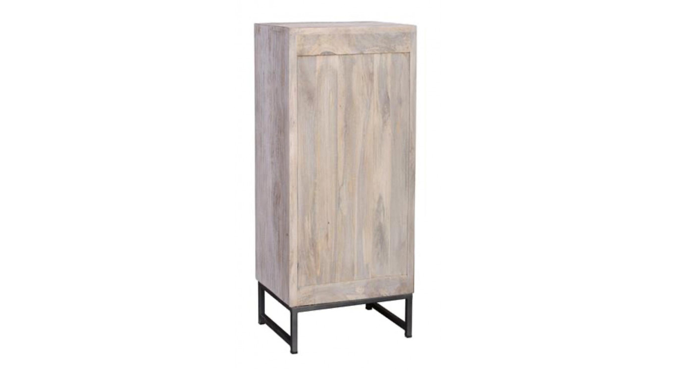 Chiffonnier 5 Tiroirs Bois, Fer Blanc 45x35x106cm