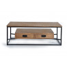 Niedriger Tisch mit 2 Schubladen Holz, Eisen Braun 120x60x45cm