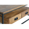 Table Basse 2 Tiroirs Bois, Fer Marron 120x60x45cm