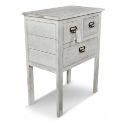 Meuble Console Bois 3 Tiroirs Cerusé Blanc 60x35.5x76cm