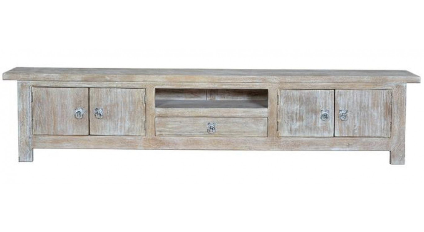 Meuble TV 1 Tiroir Bois Blanc 230x50x44cm