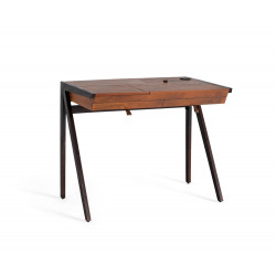 Bureau 2 Tiroirs Bois et Fer Marron 92x51x75cm