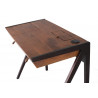 Bureau 2 Tiroirs Bois et Fer Marron 92x51x75cm