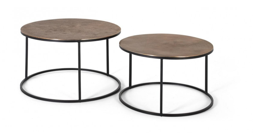 Lot De 2 Tables Basses Fer Noir 81x81x47cm