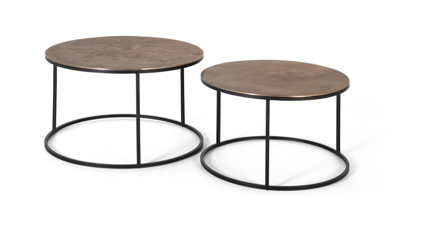 Lot De 2 Tables Basses Fer Noir 81x81x47cm