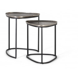 Lot De 2 Tables Basses Fer Gris 57x57x66cm