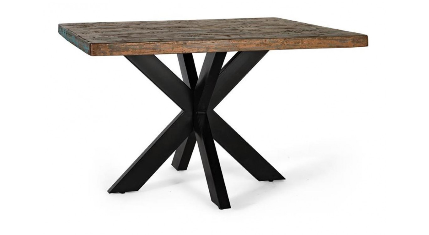 Table à Manger Bois, Métal Marron 120x120x78cm