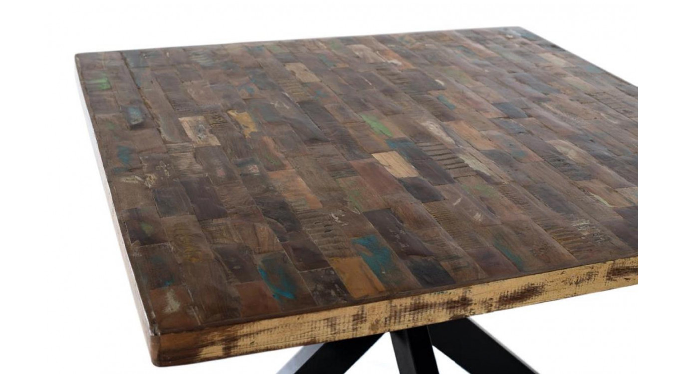 Table à Manger Bois, Métal Marron 120x120x78cm