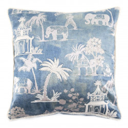 Coussin Coton Viscose Bleu 45x45cm