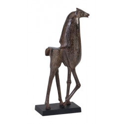 Sculture Cheval Aluminium Marron 18x10x44cm