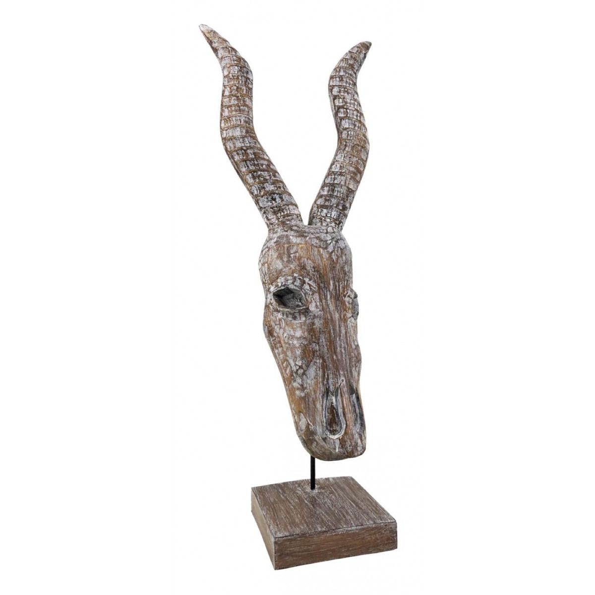 Sculture Antilope Bois Marron 33x15x65cm