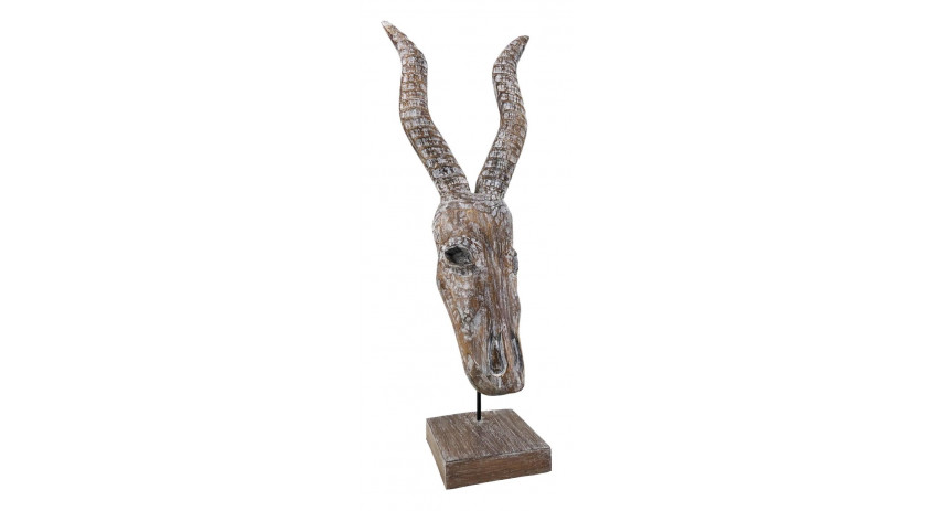 Sculture Antilope Bois Marron 33x15x65cm