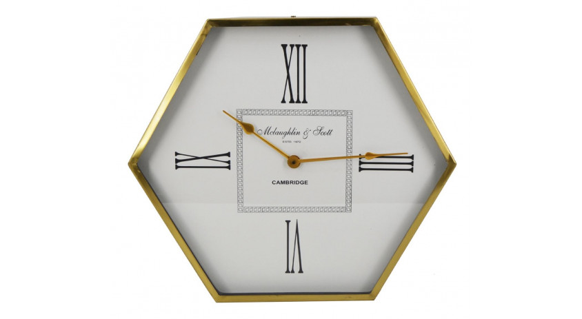 Horloge Murale Verre Aluminium Or 45x53cm