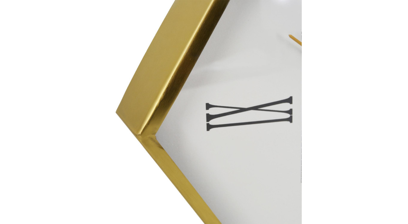 Horloge Murale Verre Aluminium Or 45x53cm