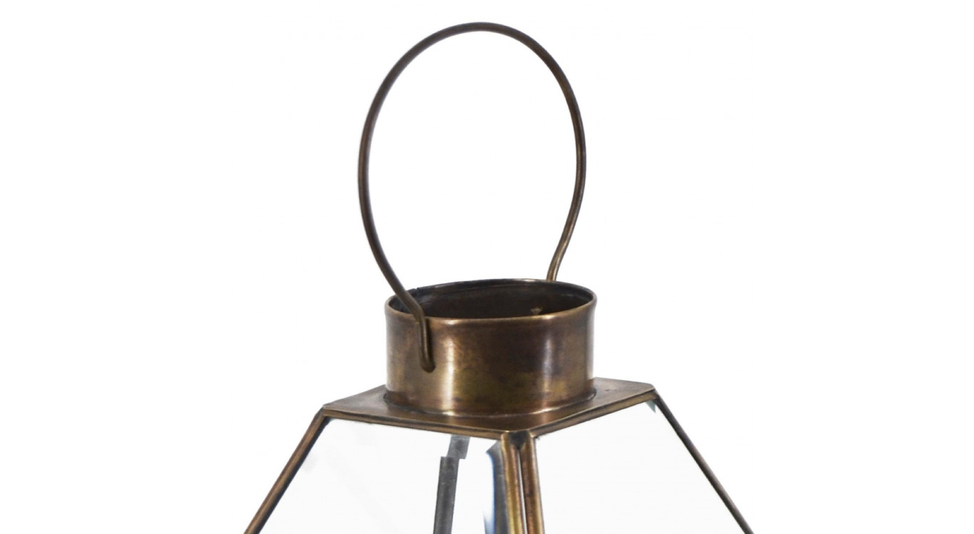 Lanterne Verre Bronze Bronze 14x14x37cm