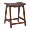 Tabouret Bois Cuir Marron 45x47x60cm