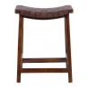 Tabouret Bois Cuir Marron 45x47x60cm