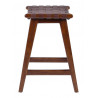 Tabouret Bois Cuir Marron 45x47x60cm