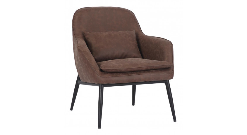 Fauteuil Fer Peau Synthétique Marron 73x80x83cm