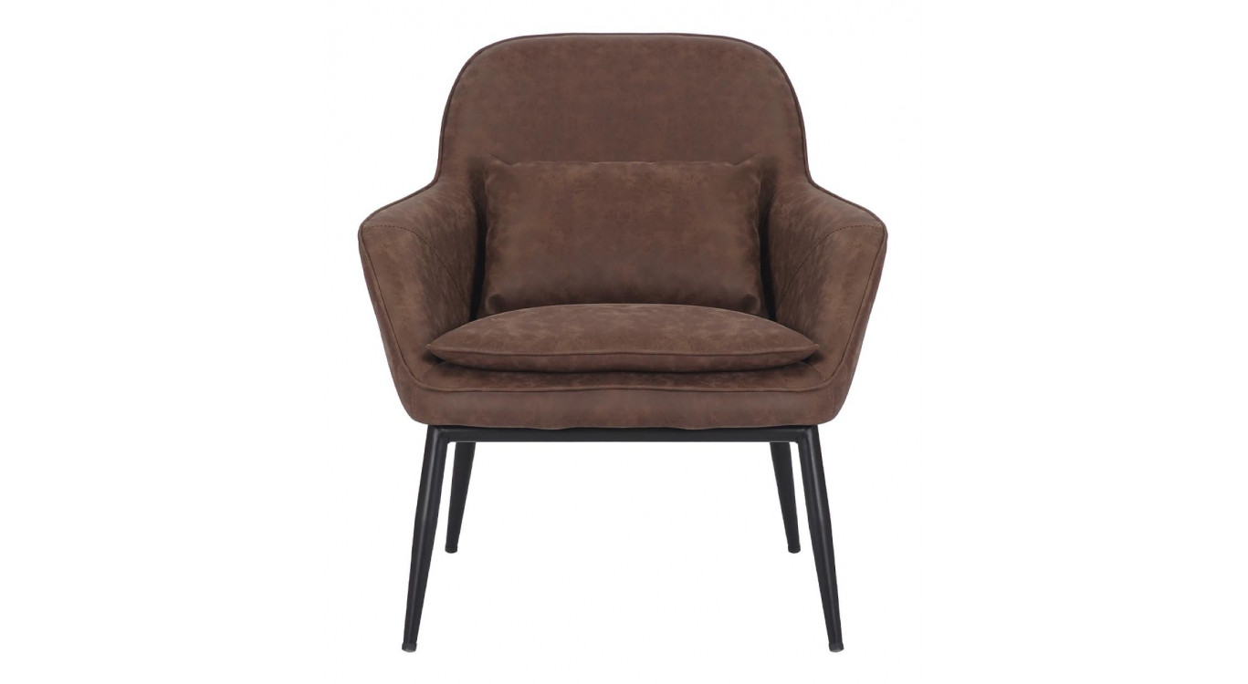 Fauteuil Fer Peau Synthétique Marron 73x80x83cm