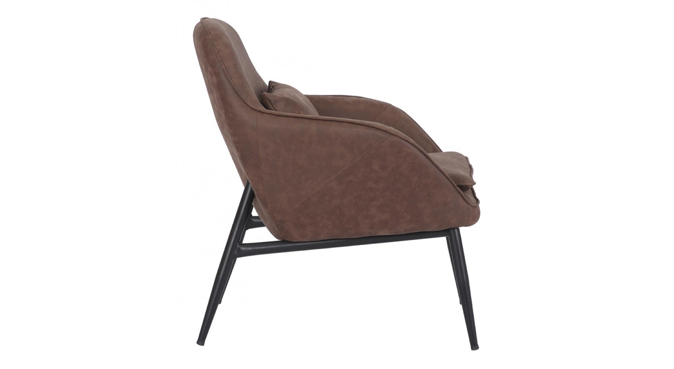 Fauteuil Fer Peau Synthétique Marron 73x80x83cm