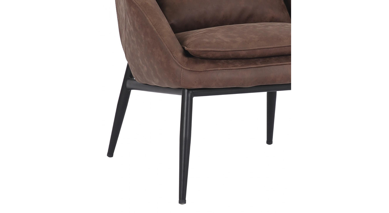 Fauteuil Fer Peau Synthétique Marron 73x80x83cm