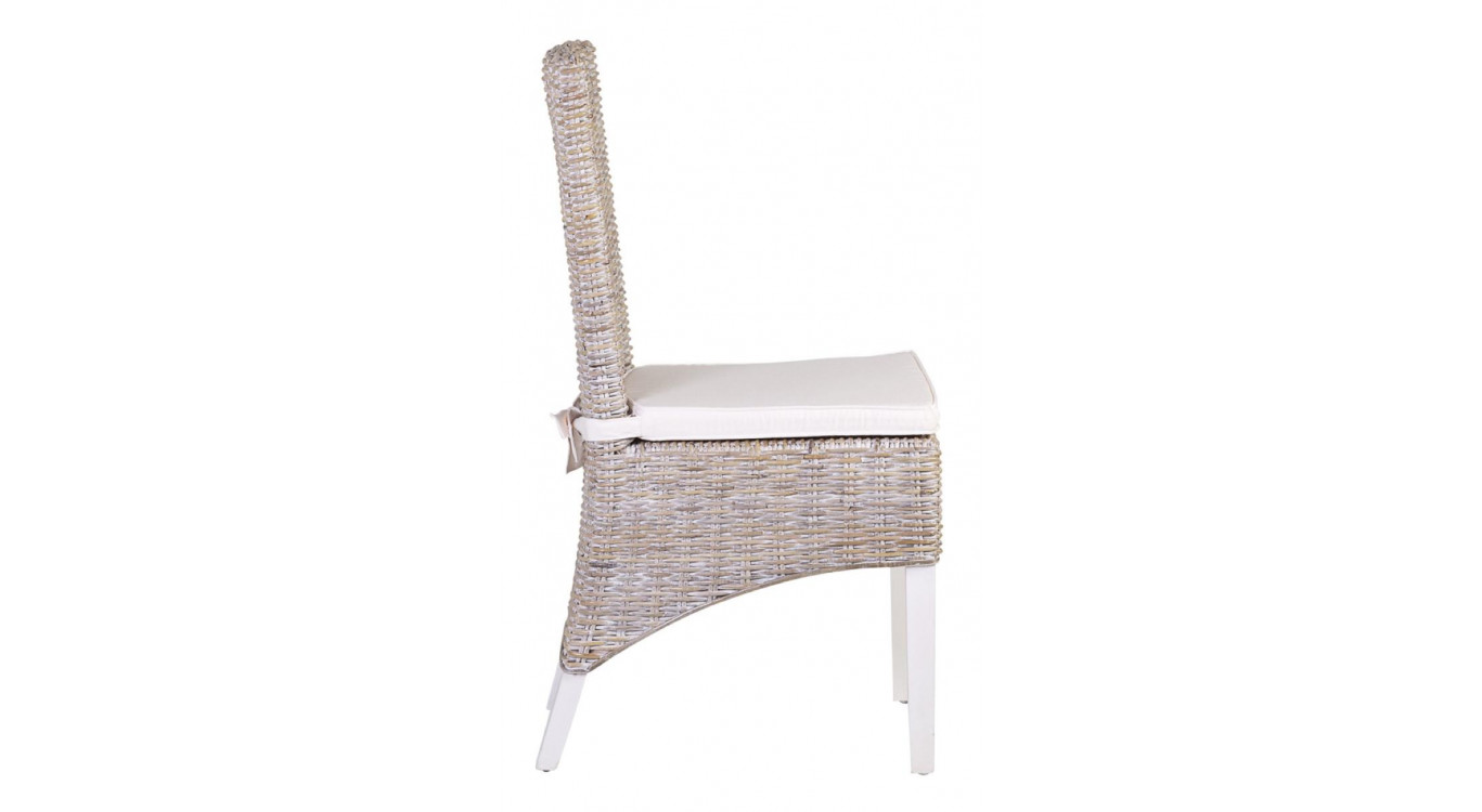 Chaise avec Coussin Bois Rotin Marron 47x54x97cm