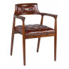 Fauteuil Bois Cuir Marron 60x57x80cm