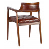 Fauteuil Bois Cuir Marron 60x57x80cm