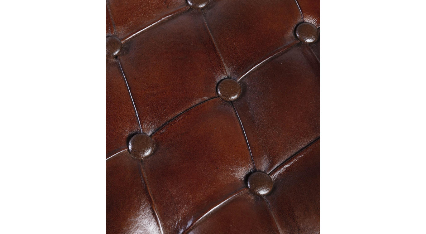 Fauteuil Bois Cuir Marron 60x57x80cm