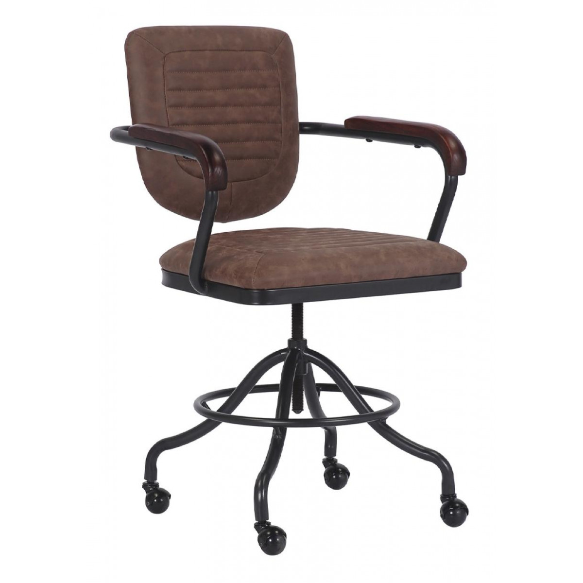 Fauteuil Fer Peau Synthétique Marron 60x58x83/100cm