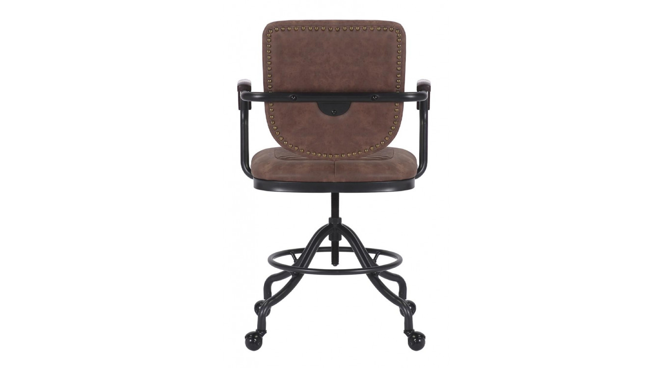 Fauteuil Fer Peau Synthétique Marron 60x58x83/100cm