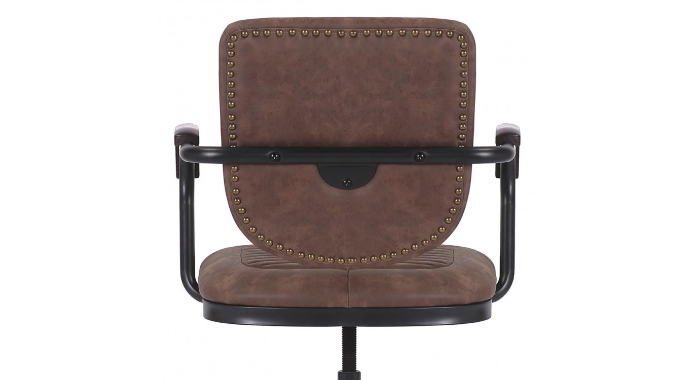 Fauteuil Fer Peau Synthétique Marron 60x58x83/100cm