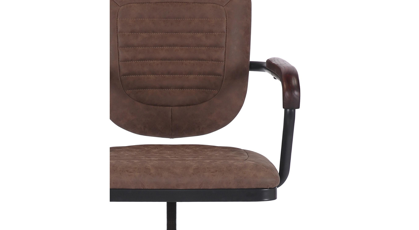 Fauteuil Fer Peau Synthétique Marron 60x58x83/100cm