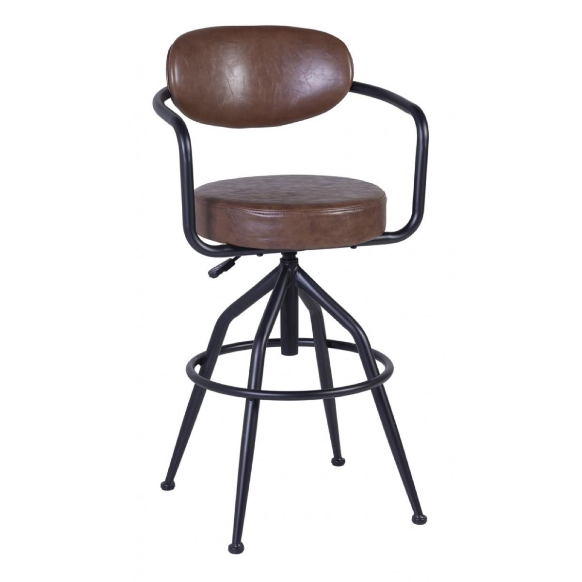 Fauteuil Fer Peau Synthétique Marron 55x53x93/109cm