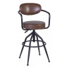 Fauteuil Fer Peau Synthétique Marron 55x53x93/109cm