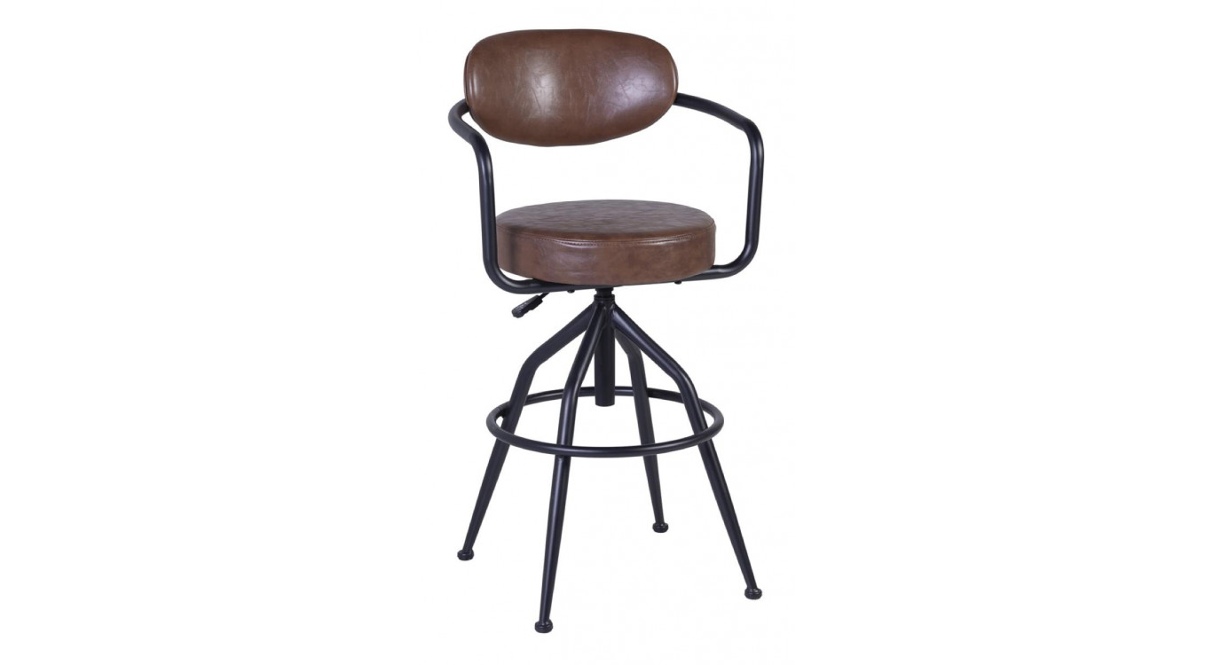 Fauteuil Fer Peau Synthétique Marron 55x53x93/109cm