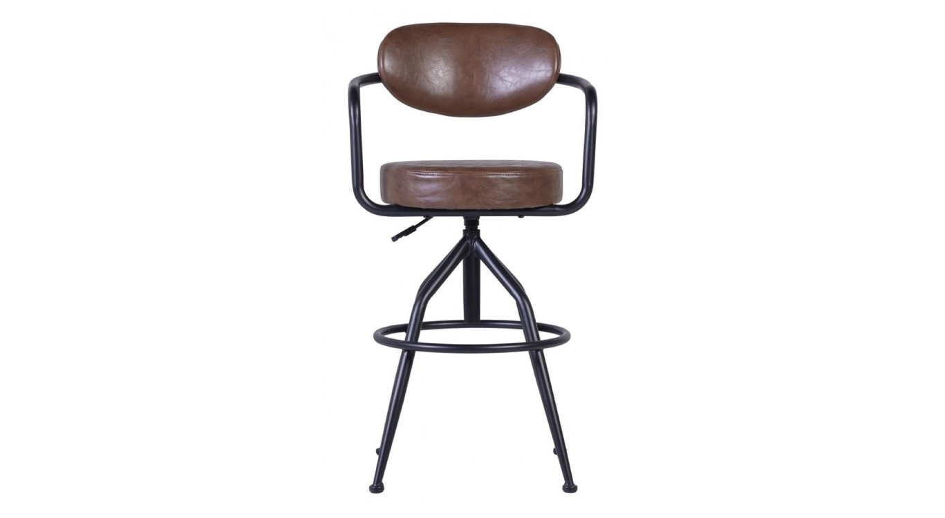 Fauteuil Fer Peau Synthétique Marron 55x53x93/109cm