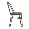 Chaise Fer Peau Synthétique Marron 55x45x86cm