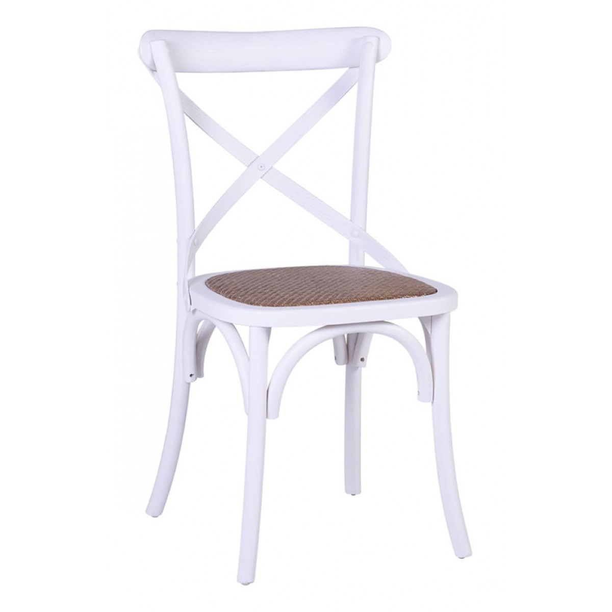 Chaise Bois Rotin Blanc 50x55x89cm