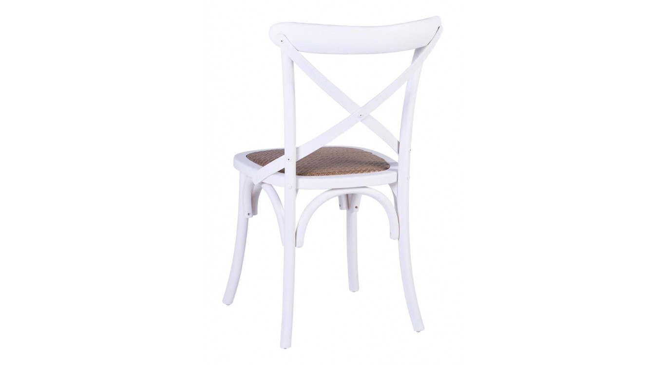 Chaise Bois Rotin Blanc 50x55x89cm