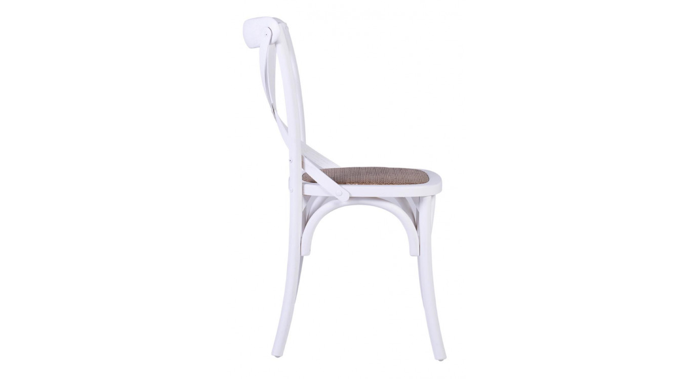 Chaise Bois Rotin Blanc 50x55x89cm