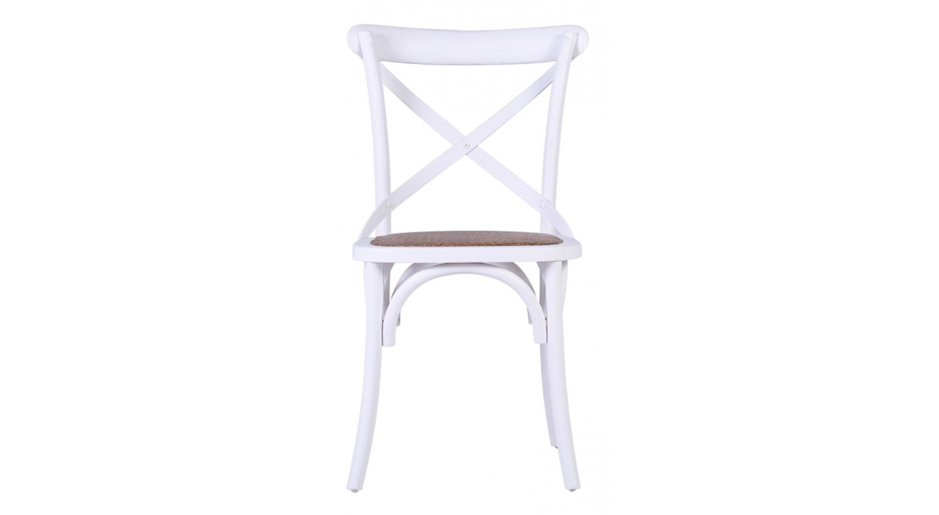 Chaise Bois Rotin Blanc 50x55x89cm