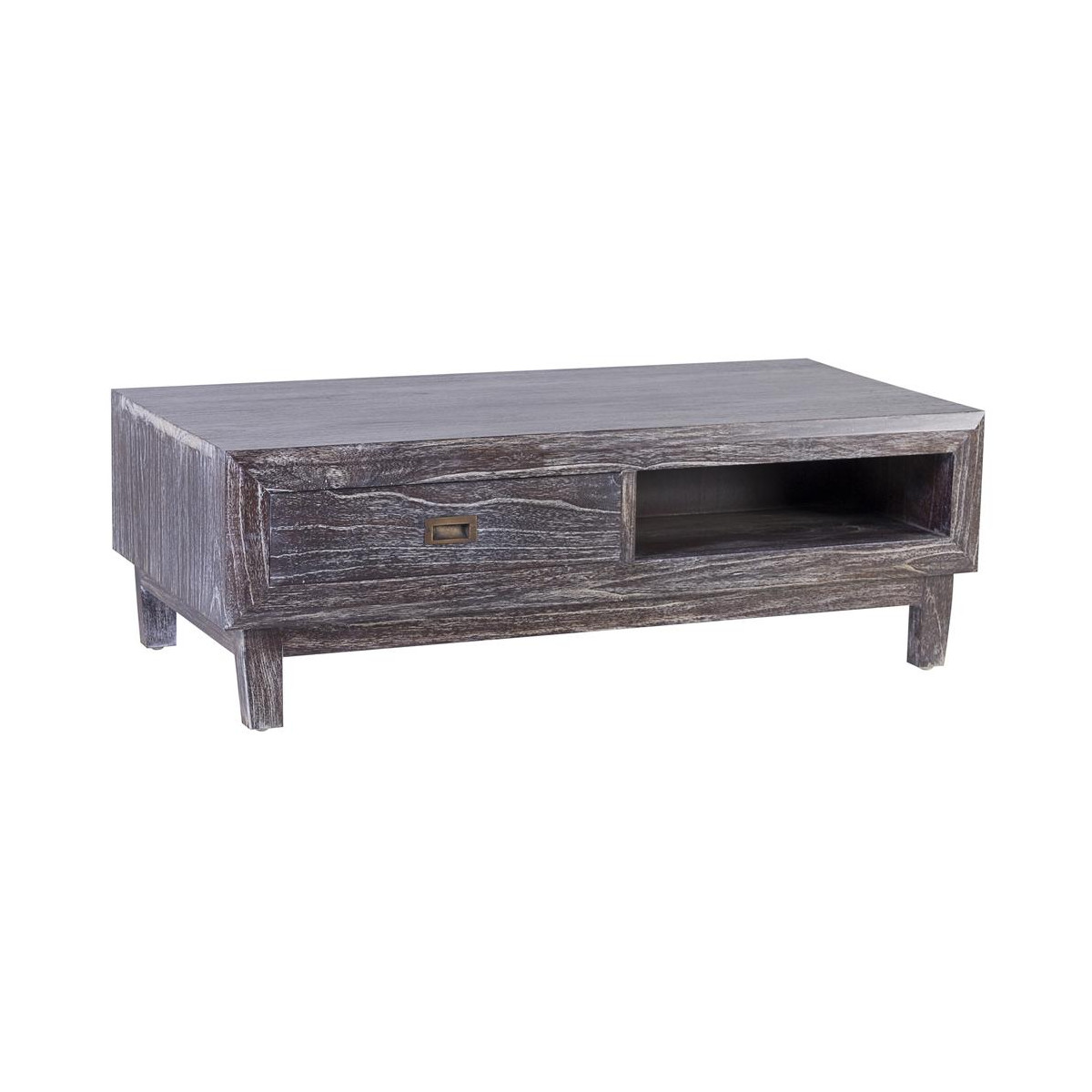 Table Basse 2 Tiroirs Bois Bronze Marron 120x60x40cm