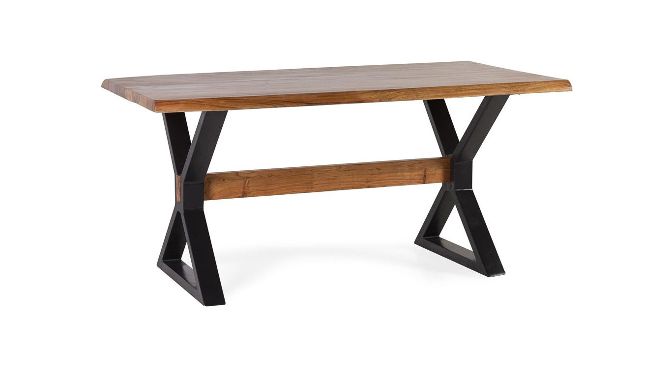 Table à Manger Bois Fer Marron 160x90x76cm